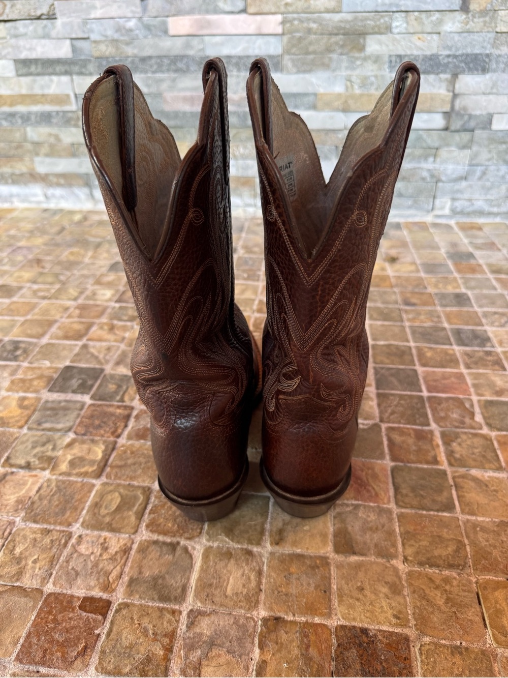 Ariat Brown Leather Trim Boots with Beige Interior - Picture 8 of 8